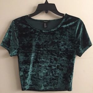 Velvet Green Crop Top